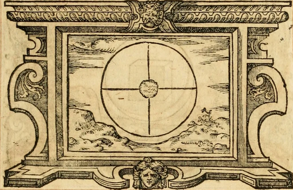 An illustration from Theodori Bezae Vezelii Poemata varia : sylvae, elegiae, epitaphia, epigrammata, icones, emblemata, Cato Censorius : omnia ab ipso auctore in vnum nunc corpus collecta & recognita, 1597, leaf 252