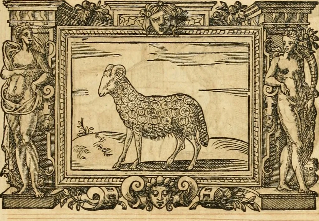 An illustration from Theodori Bezae Vezelii Poemata varia : sylvae, elegiae, epitaphia, epigrammata, icones, emblemata, Cato Censorius : omnia ab ipso auctore in vnum nunc corpus collecta & recognita, 1597, leaf 254