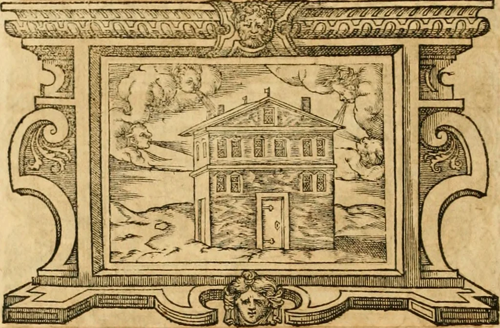 An illustration from Theodori Bezae Vezelii Poemata varia : sylvae, elegiae, epitaphia, epigrammata, icones, emblemata, Cato Censorius : omnia ab ipso auctore in vnum nunc corpus collecta & recognita, 1597, leaf 267