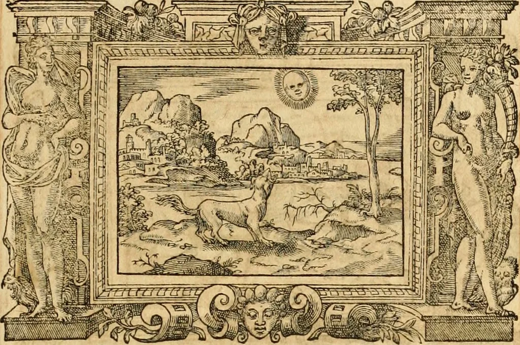 An illustration from Theodori Bezae Vezelii Poemata varia : sylvae, elegiae, epitaphia, epigrammata, icones, emblemata, Cato Censorius : omnia ab ipso auctore in vnum nunc corpus collecta & recognita, 1597, leaf 270