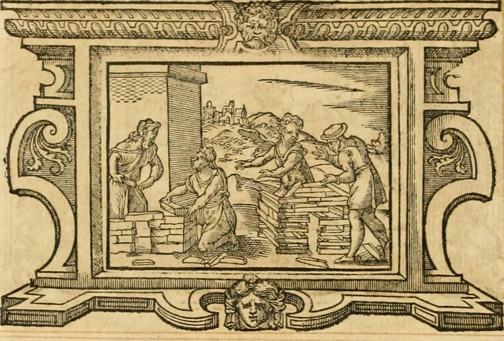 An illustration from Theodori Bezae Vezelii Poemata varia : sylvae, elegiae, epitaphia, epigrammata, icones, emblemata, Cato Censorius : omnia ab ipso auctore in vnum nunc corpus collecta & recognita, 1597, leaf 275