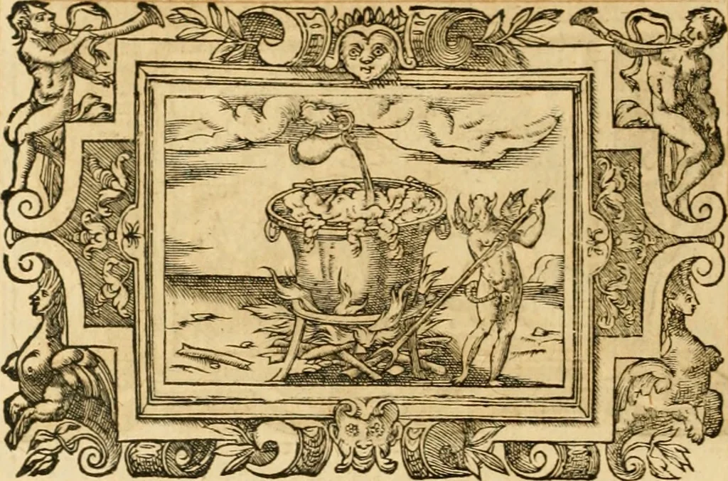An illustration from Theodori Bezae Vezelii Poemata varia : sylvae, elegiae, epitaphia, epigrammata, icones, emblemata, Cato Censorius : omnia ab ipso auctore in vnum nunc corpus collecta & recognita, 1597, leaf 281