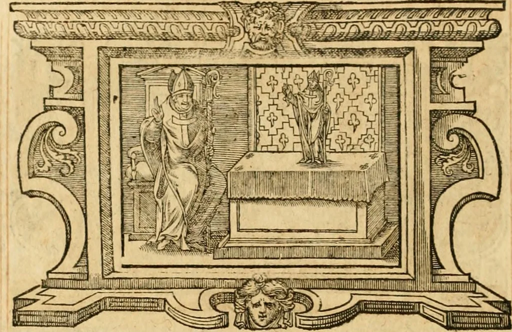 An illustration from Theodori Bezae Vezelii Poemata varia : sylvae, elegiae, epitaphia, epigrammata, icones, emblemata, Cato Censorius : omnia ab ipso auctore in vnum nunc corpus collecta & recognita, 1597, leaf 283