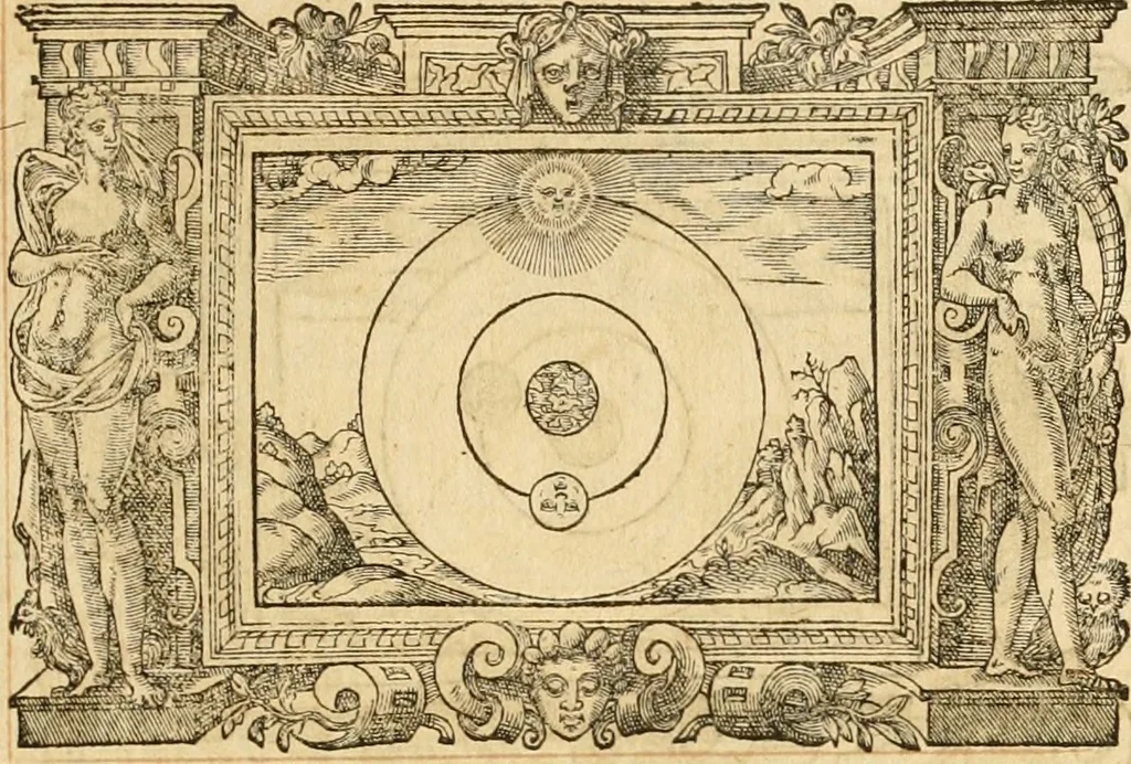 An illustration from Theodori Bezae Vezelii Poemata varia : sylvae, elegiae, epitaphia, epigrammata, icones, emblemata, Cato Censorius : omnia ab ipso auctore in vnum nunc corpus collecta & recognita, 1597, leaf 286