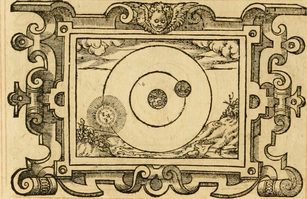 An illustration from Theodori Bezae Vezelii Poemata varia : sylvae, elegiae, epitaphia, epigrammata, icones, emblemata, Cato Censorius : omnia ab ipso auctore in vnum nunc corpus collecta & recognita, 1597, leaf 287