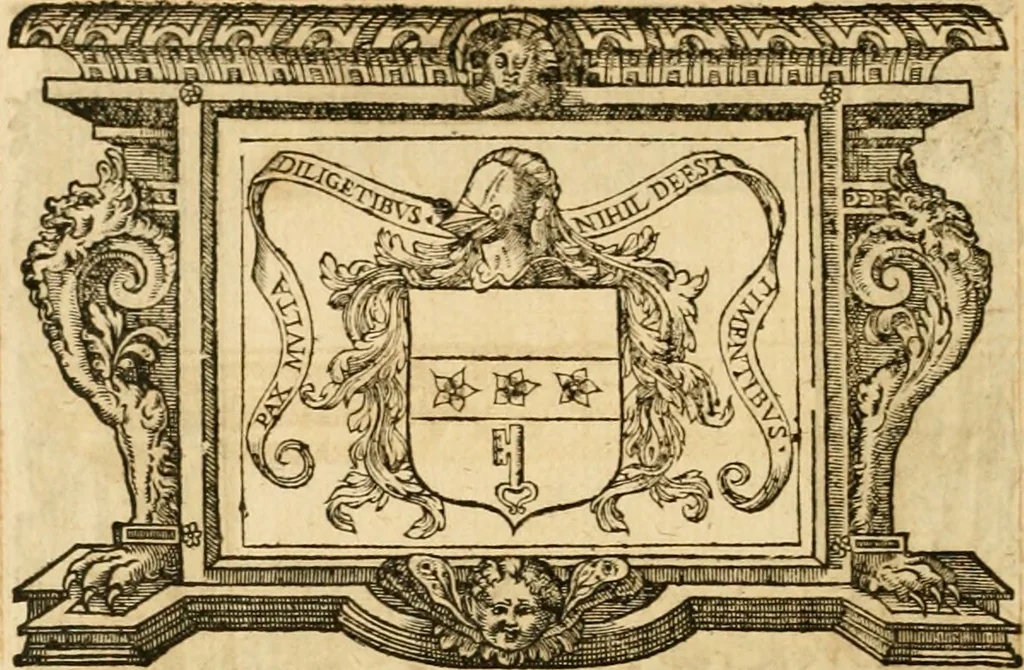 An illustration from Theodori Bezae Vezelii Poemata varia : sylvae, elegiae, epitaphia, epigrammata, icones, emblemata, Cato Censorius : omnia ab ipso auctore in vnum nunc corpus collecta & recognita, 1597, leaf 295