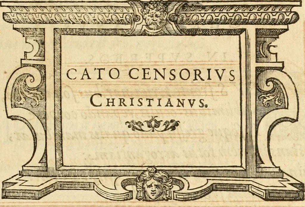 An illustration from Theodori Bezae Vezelii Poemata varia : sylvae, elegiae, epitaphia, epigrammata, icones, emblemata, Cato Censorius : omnia ab ipso auctore in vnum nunc corpus collecta & recognita, 1597, leaf 296