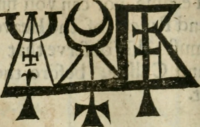 An illustration from Theomagia, or, The temple of wisdome : in three parts, spiritual, celestial, and elemental : containing the occult powers of the angels of astromancy in the telesmatical sculpture of the Persians and AEgyptians : the mysterious vertues of the characters of the stars with the genii, idea's and figures of geomancy ... : the knowledge of the Rosie Crucian physick, and the miraculous secrets in nature ..., 1663, leaf 847