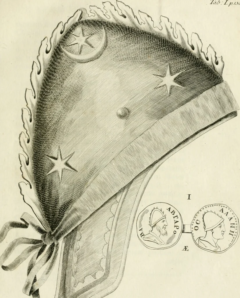 An illustration from Theophili Sigefridi Bayeri Regiomontani Historia Osrhoena et Edessena ex numis illustrata : in qua, Edessae vrbis, Osrhoëni regni, Abgarorum regum, praefectorum Graecorum, Arabum, Persarum, comitum Francorum, successiones, fata, res aliae memorabiles, a prima origene vrbis ad extrema fere tempora explicantur, 1734, leaf 156