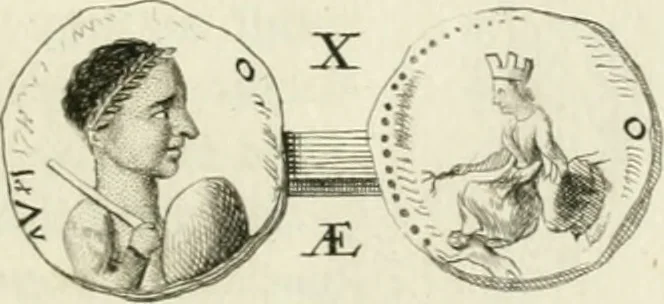 An illustration from Theophili Sigefridi Bayeri Regiomontani Historia Osrhoena et Edessena ex numis illustrata : in qua, Edessae vrbis, Osrhoëni regni, Abgarorum regum, praefectorum Graecorum, Arabum, Persarum, comitum Francorum, successiones, fata, res aliae memorabiles, a prima origene vrbis ad extrema fere tempora explicantur, 1734, leaf 234