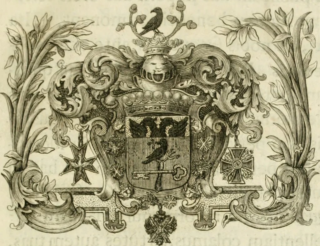 An illustration from Theophili Sigefridi Bayeri Regiomontani Historia Osrhoena et Edessena ex numis illustrata : in qua, Edessae vrbis, Osrhoëni regni, Abgarorum regum, praefectorum Graecorum, Arabum, Persarum, comitum Francorum, successiones, fata, res aliae memorabiles, a prima origene vrbis ad extrema fere tempora explicantur, 1734, leaf 8