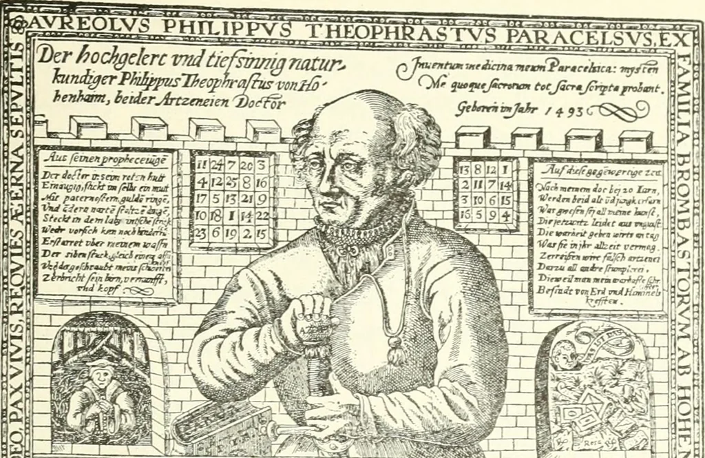 An illustration from Theophrastus Bombastus von Hohenheim, called Paracelsus; his personality and influence as physician, chemist and reformer, 1920, leaf 182