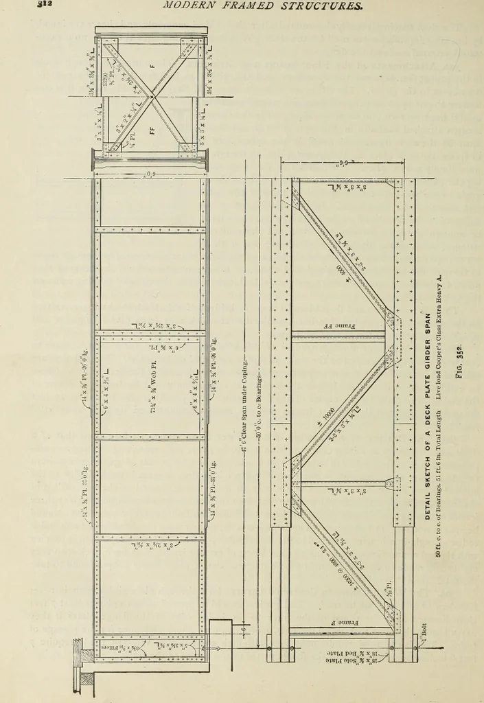 An illustration from The theory and practice of modern framed structures : designed for the use of schools, and for engineers in professional practice, 1897, leaf 337