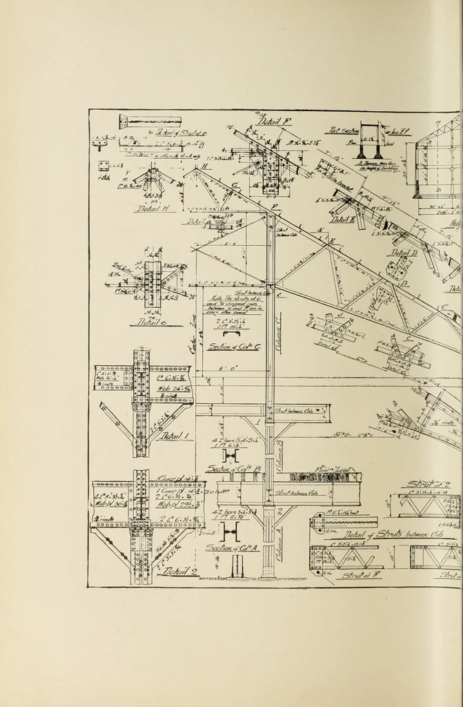 An illustration from The theory and practice of modern framed structures : designed for the use of schools, and for engineers in professional practice, 1897, leaf 574