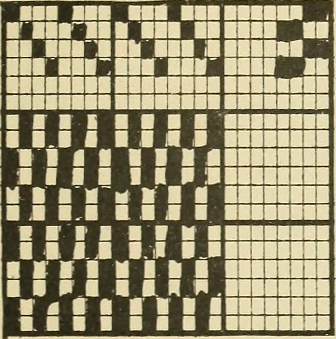 An illustration from Theory of silk weaving; a treatise on the construction and application of weaves, and decomposition and calculation of silk fabrics .., 1896, leaf 22