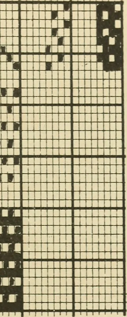 An illustration from Theory of silk weaving; a treatise on the construction and application of weaves, and decomposition and calculation of silk fabrics .., 1896, leaf 56
