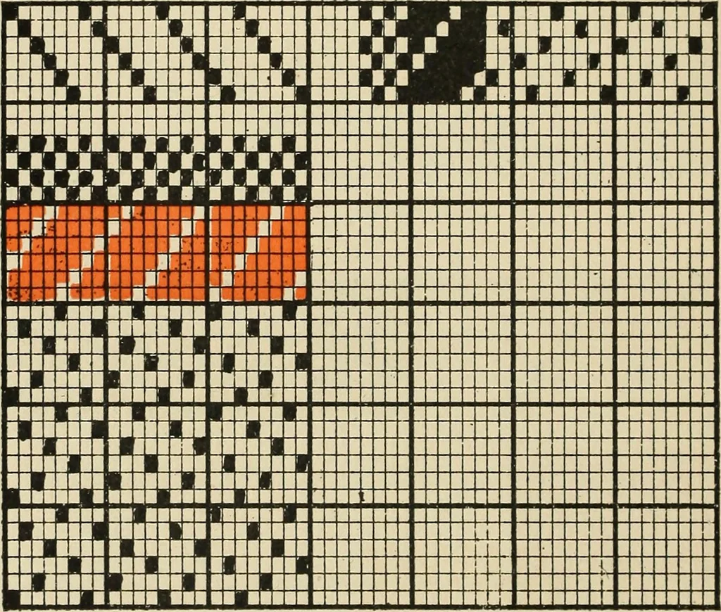 An illustration from Theory of silk weaving; a treatise on the construction and application of weaves, and decomposition and calculation of silk fabrics .., 1896, leaf 67