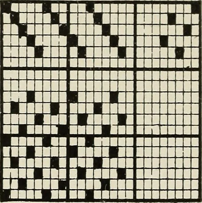 An illustration from Theory of silk weaving; a treatise on the construction and application of weaves, and the decomposition and calculation of broad and narrow, plain, novelty and jacquard silk fabrics, 1921, leaf 37