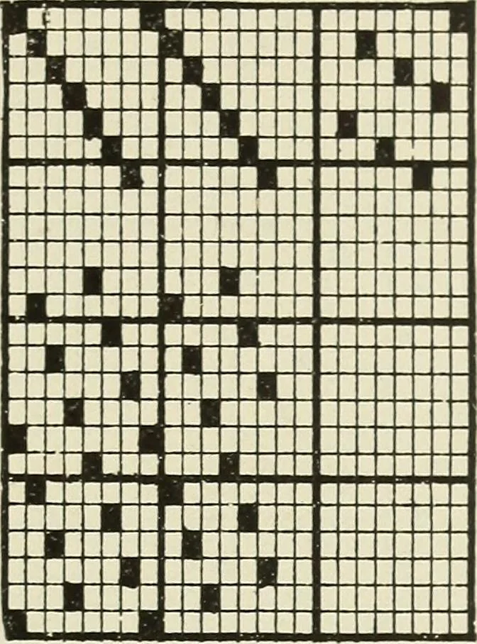 An illustration from Theory of silk weaving; a treatise on the construction and application of weaves, and the decomposition and calculation of broad and narrow, plain, novelty and jacquard silk fabrics, 1921, leaf 38