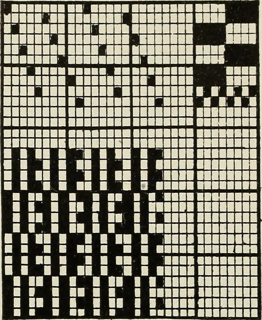 An illustration from Theory of silk weaving; a treatise on the construction and application of weaves, and the decomposition and calculation of broad and narrow, plain, novelty and jacquard silk fabrics, 1921, leaf 45