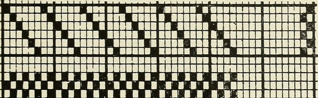 An illustration from Theory of silk weaving; a treatise on the construction and application of weaves, and the decomposition and calculation of broad and narrow, plain, novelty and jacquard silk fabrics, 1921, leaf 78