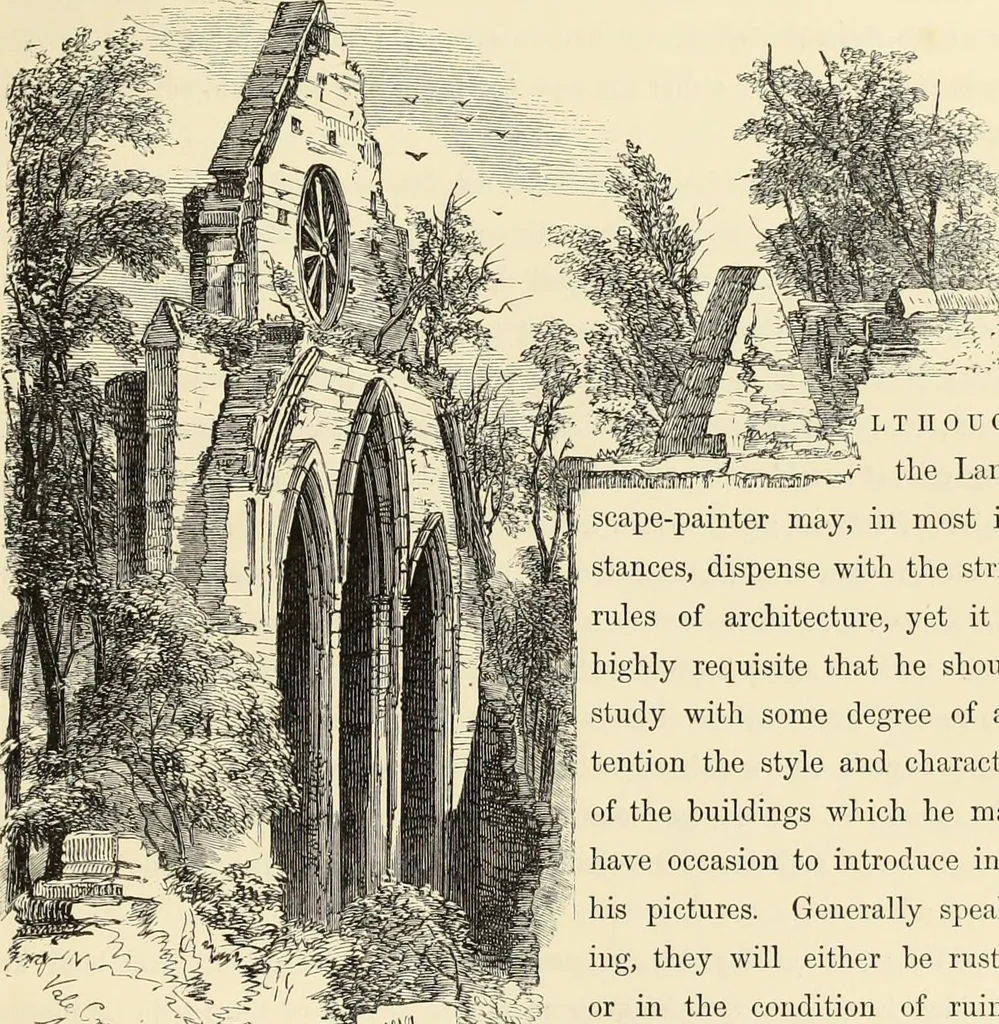An illustration from The theory and practice of landscape painting in water-colours. Illustrated by a series of twenty-six drawings and diagrams in colours, and numerous woodcuts, 1871, leaf 222