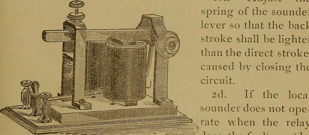 An illustration from Theory and practice of the electric telegraph; a manual for operators and students, 1875, leaf 80