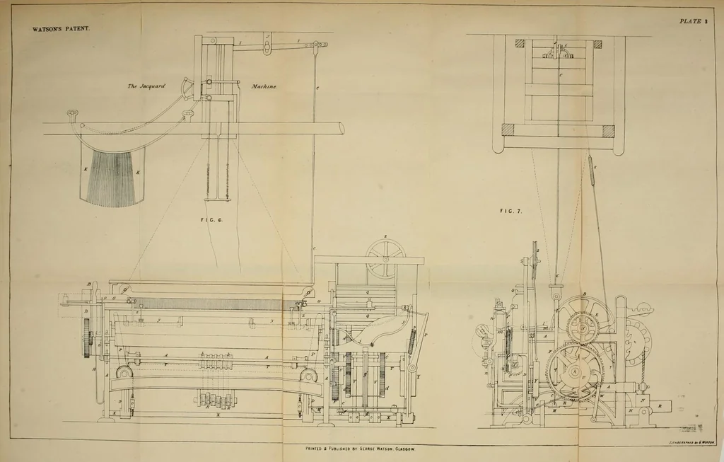 An illustration from The theory and practice of the art of weaving : by hand and power, with calculations and tables, for the use of those connected with the trade, 1869, leaf 180