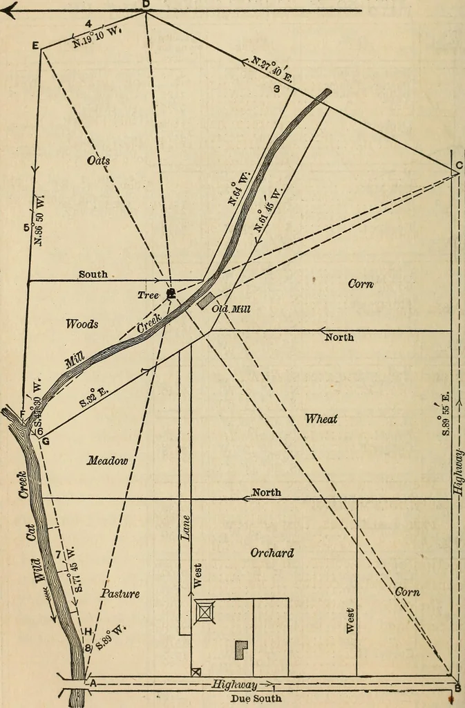 An illustration from The theory and practice of surveying. Designed for the use of surveyors and engineers generally, but especially for the use of students in engineering, 1886, leaf 215