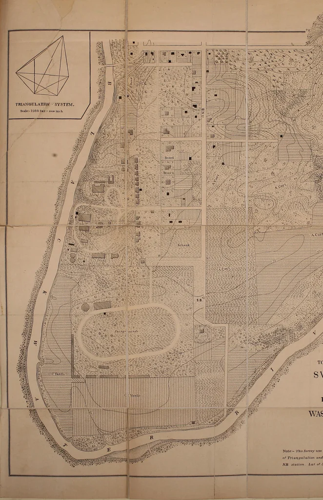 An illustration from The theory and practice of surveying. Designed for the use of surveyors and engineers generally, but especially for the use of students in engineering, 1886, leaf 616