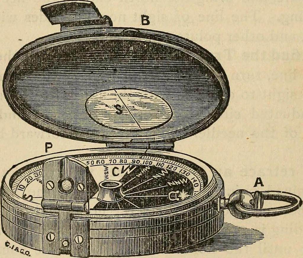 An illustration from The theory and practice of surveying. Designed for the use of surveyors and engineers generally, but especially for the use of students in engineering, 1886, leaf 69