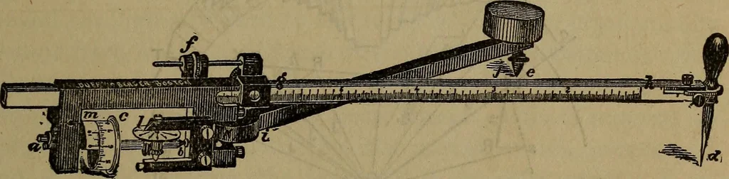 An illustration from The theory and practice of surveying. Designed for the use of surveyors and engineers generally, but especially for the use of students in engineering, 1886, leaf 172