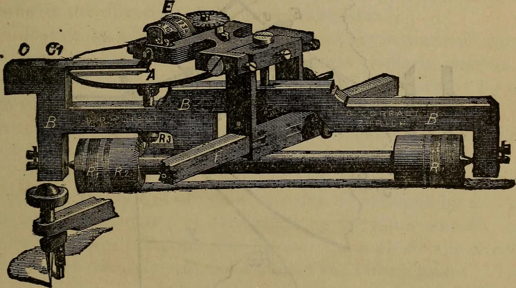 An illustration from The theory and practice of surveying. Designed for the use of surveyors and engineers generally, but especially for the use of students in engineering, 1886, leaf 182