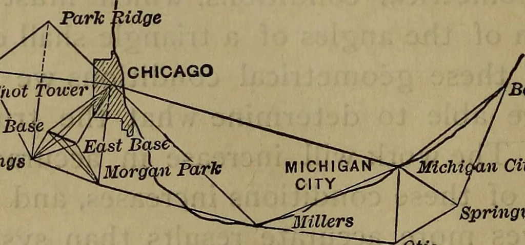 An illustration from The theory and practice of surveying. Designed for the use of surveyors and engineers generally, but especially for the use of students in engineering, 1886, leaf 457