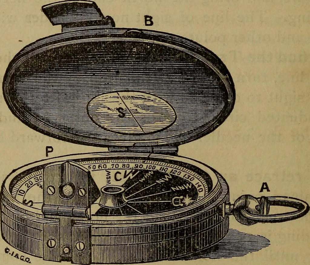 An illustration from The theory and practice of surveying. Designed for the use of surveyors and engineers generally, but especially for the use of students in engineering, 1886, leaf 67