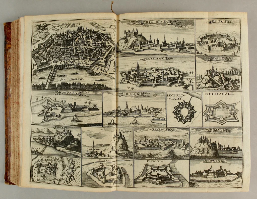An illustration from Thesaurus exoticorum. : Oder eine mit aussländischen Raritäten und Geschichten wohlversehene Schatz-Kammer fürstellend die asiatische, africanische und americanische Nationes der Berser, Indianer, Sinesin, Tartaren, Egypter, Barbarn, Libyer, Nigriten, Guineer. Hottentotten, Abyssiner, Canadenser, Virgenier, Floridaner, Mexicaner, Peruaner, Chilenser, Magellanier und Brasilianer etc. Nach ihren königreichen, Policeyen, Kleydungen, Sitten und Gottes-Dienst. Darauff folget eine umständliche Beschreibung von Türckey: der Türcken Ankunfft; aller Sultanen Lebens-Lauff und Bildnüss; aller hohen Staats-Bedienten; des Sultans Hoff, Regierung, Intraden, Macht und Vasallen; wie auch ihres Propheten Mahomets Lebens-Beschreibung, und sein verfluchtes Gesetz-Buch oder Alkoran. Alssdann eine kürtzbündige Beschreibung von Ungarn: nach seiner grösse, Fruchtbarkeit, Macht, Städten und vielen Vestungen von Wien biss nach Constantinopel hinaus. Da es dann Gelegenheit gibt zu Reden von den 4 Monarchien, der Assyrer, Perser, Griechen und Römer: aller Käysern, von Nimrod an biss auff den grossen Leopoldum, und so dann von allen Hertzogen und Königen von Ungarn sampt ihren Rildnüssen. Hiernechst eine umbständliche Beschreibung des Lebens-Lauffs Ihrer Käyserl. Mayest. Leopoldi I. und des itzo annoch wehrenden bluthigen Türcken-Krieges, und was in demselben Denckwürdiges in Ungarn, Pohlen und Morea passiret. Alles mit grosser Mühe und Fleiss aus den berühmtesten Scribenten zusammen getragen, mit schönen Kupfern und Landkarten, auch andern Figuren in sehr grosser Anzahl, 1688, leaf 257