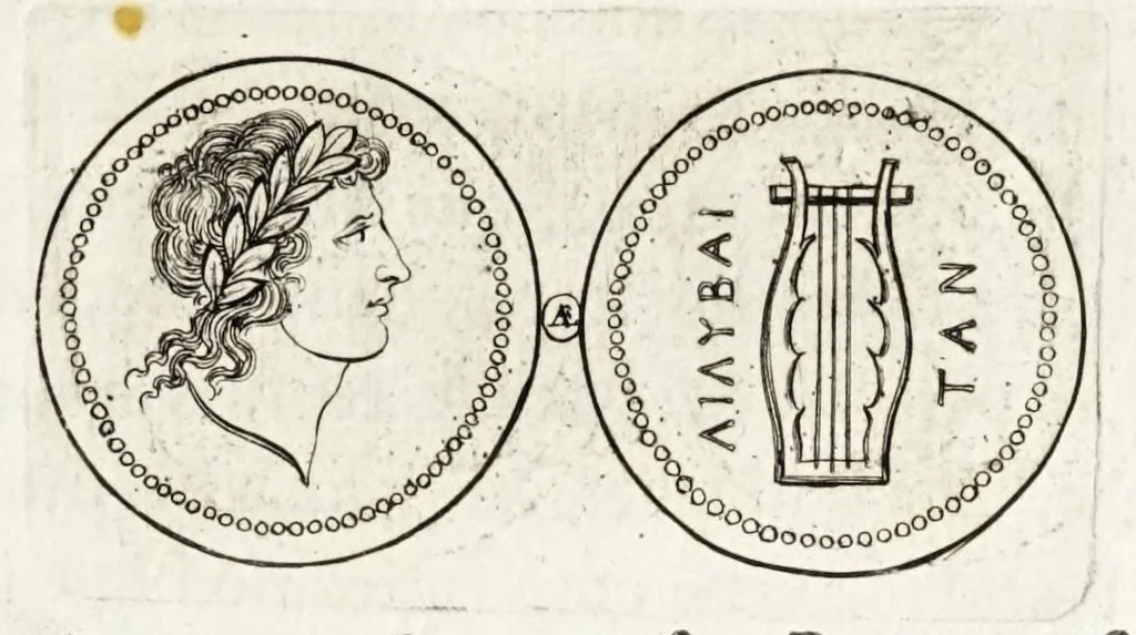 An illustration from Thesaurus ex Thesauro Palatino selectus, sive, Gemmarum et numismatum quae in electorali cimeliarchio continentur elegantiorum aere expressa, et convenienti commentario illustrata dispositio, 1685, leaf 233
