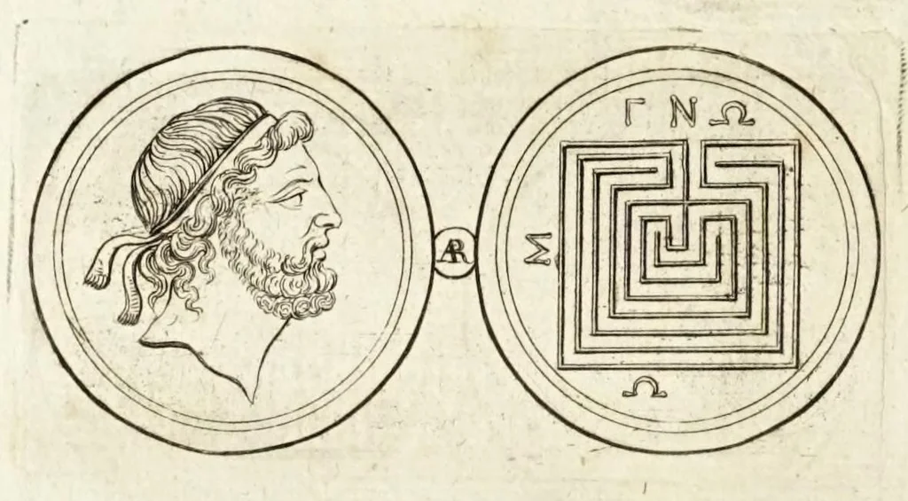 An illustration from Thesaurus ex Thesauro Palatino selectus, sive, Gemmarum et numismatum quae in electorali cimeliarchio continentur elegantiorum aere expressa, et convenienti commentario illustrata dispositio, 1685, leaf 258