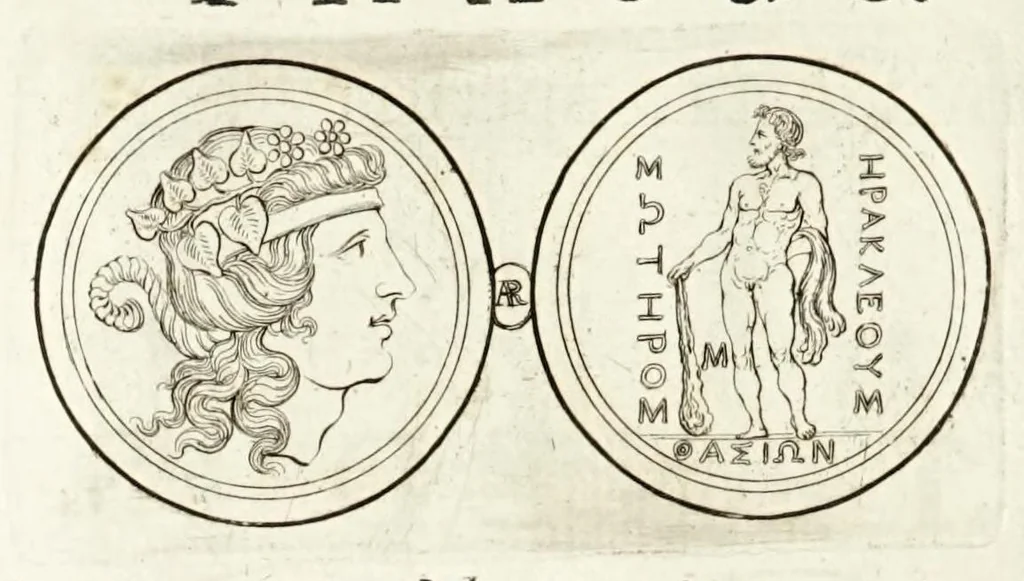 An illustration from Thesaurus ex Thesauro Palatino selectus, sive, Gemmarum et numismatum quae in electorali cimeliarchio continentur elegantiorum aere expressa, et convenienti commentario illustrata dispositio, 1685, leaf 266