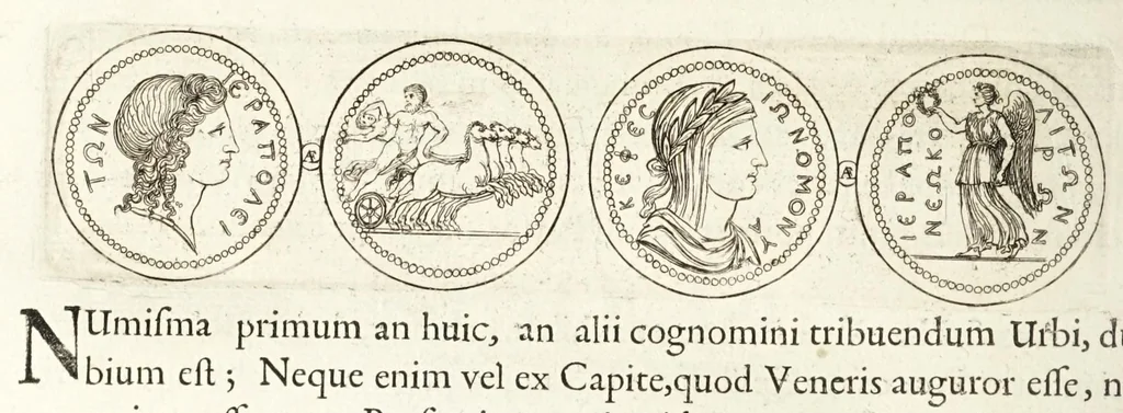 An illustration from Thesaurus ex Thesauro Palatino selectus, sive, Gemmarum et numismatum quae in electorali cimeliarchio continentur elegantiorum aere expressa, et convenienti commentario illustrata dispositio, 1685, leaf 308