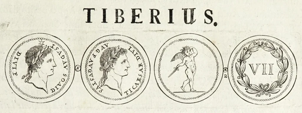 An illustration from Thesaurus ex Thesauro Palatino selectus, sive, Gemmarum et numismatum quae in electorali cimeliarchio continentur elegantiorum aere expressa, et convenienti commentario illustrata dispositio, 1685, leaf 323