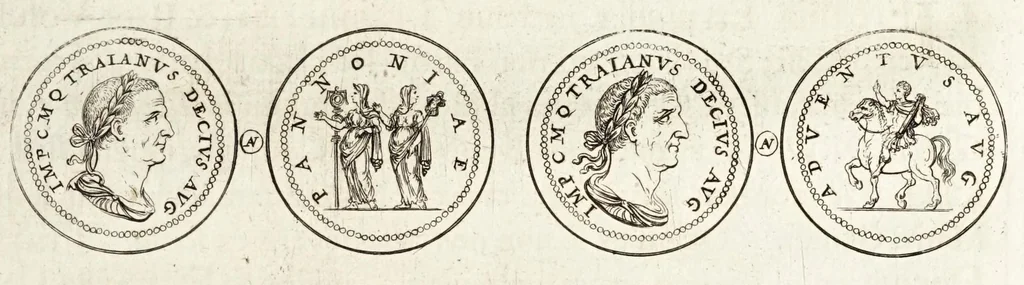 An illustration from Thesaurus ex Thesauro Palatino selectus, sive, Gemmarum et numismatum quae in electorali cimeliarchio continentur elegantiorum aere expressa, et convenienti commentario illustrata dispositio, 1685, leaf 365