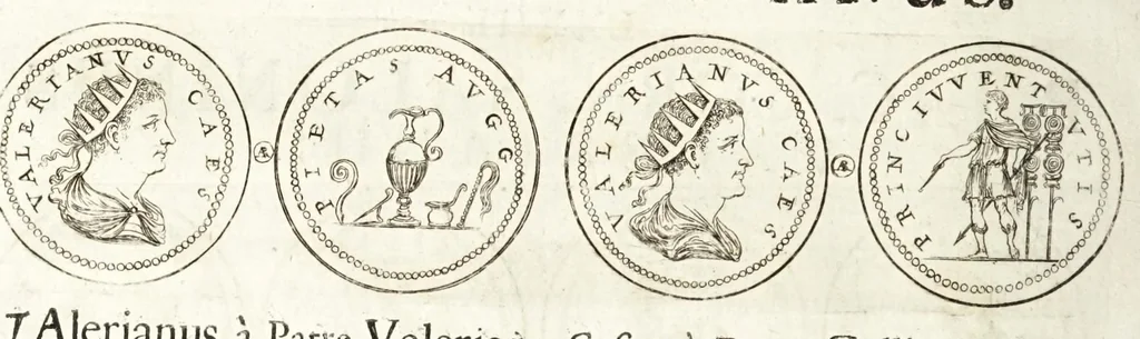 An illustration from Thesaurus ex Thesauro Palatino selectus, sive, Gemmarum et numismatum quae in electorali cimeliarchio continentur elegantiorum aere expressa, et convenienti commentario illustrata dispositio, 1685, leaf 374