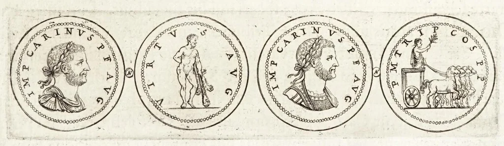 An illustration from Thesaurus ex Thesauro Palatino selectus, sive, Gemmarum et numismatum quae in electorali cimeliarchio continentur elegantiorum aere expressa, et convenienti commentario illustrata dispositio, 1685, leaf 387