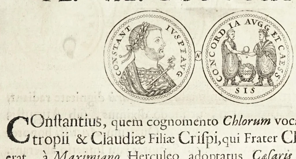 An illustration from Thesaurus ex Thesauro Palatino selectus, sive, Gemmarum et numismatum quae in electorali cimeliarchio continentur elegantiorum aere expressa, et convenienti commentario illustrata dispositio, 1685, leaf 393