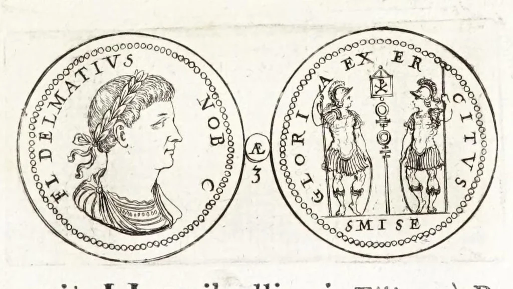 An illustration from Thesaurus ex Thesauro Palatino selectus, sive, Gemmarum et numismatum quae in electorali cimeliarchio continentur elegantiorum aere expressa, et convenienti commentario illustrata dispositio, 1685, leaf 401