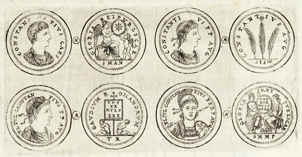 An illustration from Thesaurus ex Thesauro Palatino selectus, sive, Gemmarum et numismatum quae in electorali cimeliarchio continentur elegantiorum aere expressa, et convenienti commentario illustrata dispositio, 1685, leaf 409