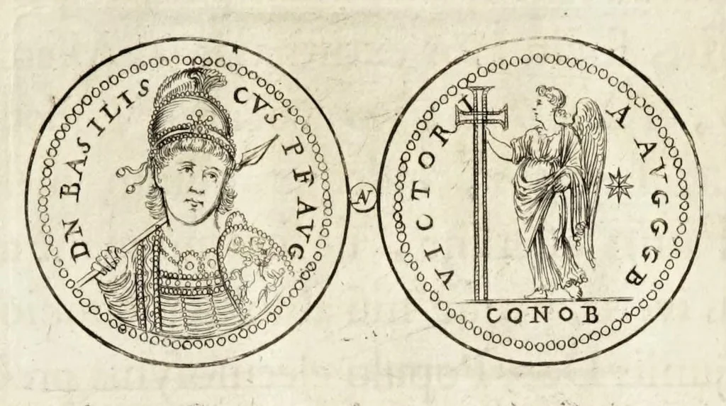 An illustration from Thesaurus ex Thesauro Palatino selectus, sive, Gemmarum et numismatum quae in electorali cimeliarchio continentur elegantiorum aere expressa, et convenienti commentario illustrata dispositio, 1685, leaf 431