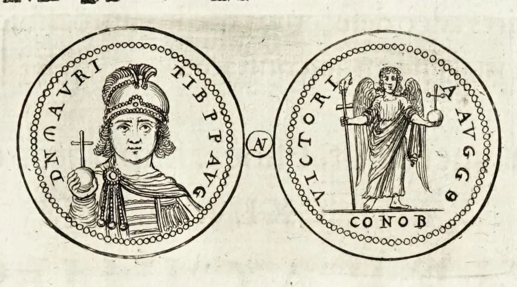 An illustration from Thesaurus ex Thesauro Palatino selectus, sive, Gemmarum et numismatum quae in electorali cimeliarchio continentur elegantiorum aere expressa, et convenienti commentario illustrata dispositio, 1685, leaf 435