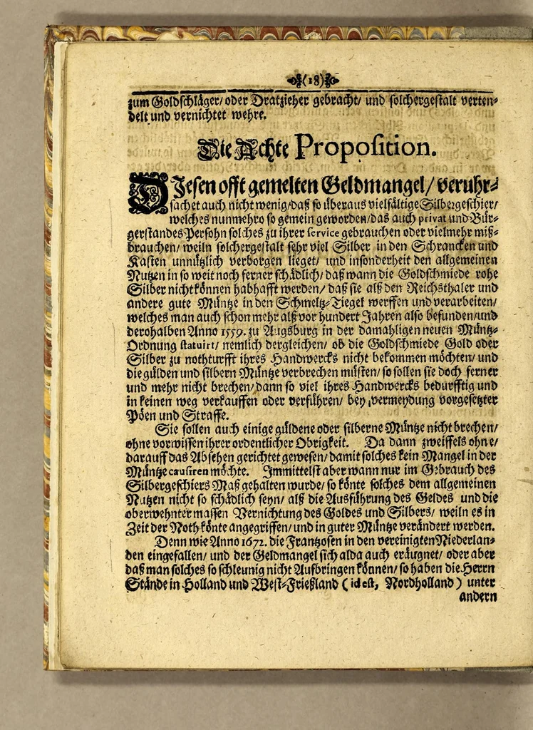 An illustration from Thesaurus mundi das ist Eine kurtze doch gründliche Anweisung, wo der Schatz der Welt in hundert und mehr Jahren hingekommen, : oder aber noch zum theil verborgen liegt, worauss nicht allein zu ersehen was die Ursache des jetzigen grossen Gelt-Mangels, sondern auch wie solches zu remediren und zu helffen sey., 1689, leaf 24